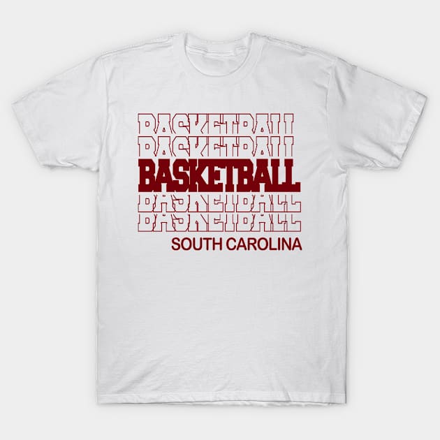 Basketball South Carolina in Modern Stacked Lettering T-Shirt by tropicalteesshop